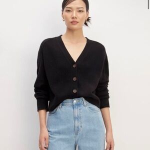 Everlane Cashmere Cardigan Black Button Front Lightweight Sweater Women’s S